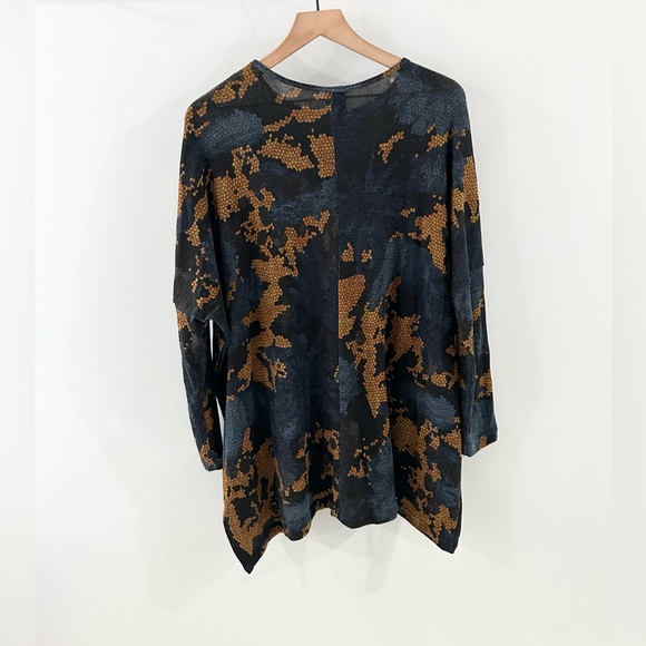 Clara SunWoo Tapestry Boyfriend Sweater Blue & Tan Multi Size XS - Picture 6 of 6